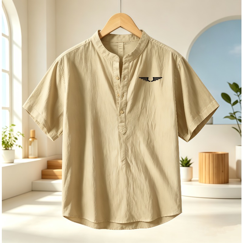 Linen Shirt Breathable - Мужская рубашка с коротким рукавом и