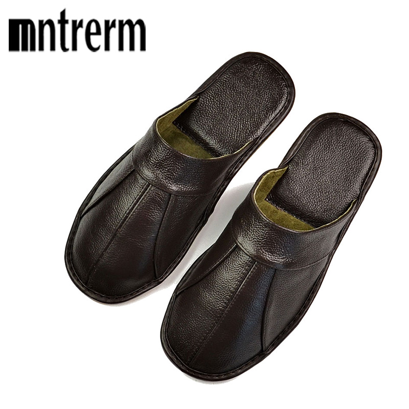 Flip Flop Leather Men - Шлепанцы мужские Mntrerm, черные, коричневые, из