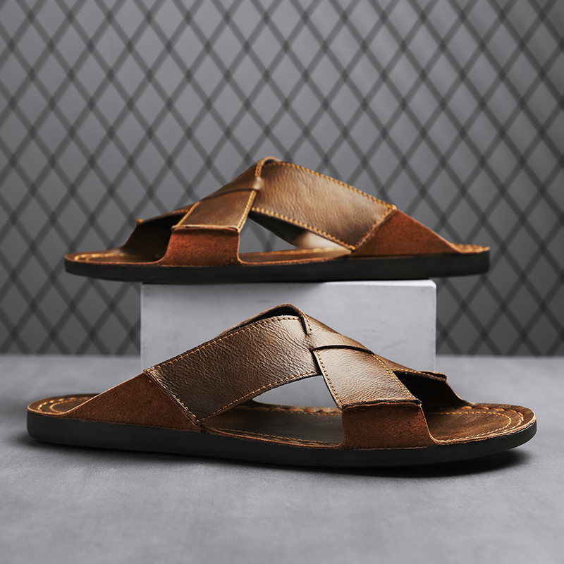 Модные мужские тапочки из нату – обзор и цена Flip Flop Leather Men